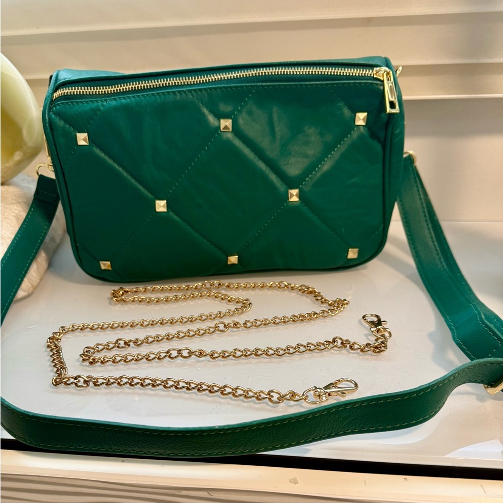 Chiara Ferragni genuine leather Crossbody Bag with interchangeable Gold Chain